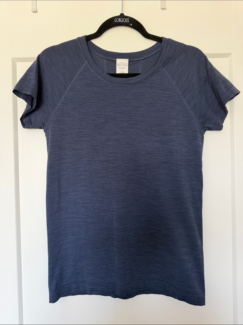 Athleta Navy Heather Short Sleeve Momentum T-Shirt
